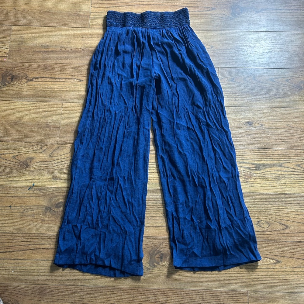 Alyx Royal Blue Elastic Waist Wide Leg Loose Fitting Pants